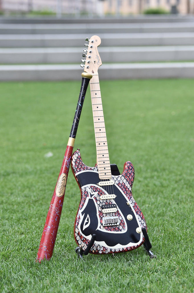 Robert Hurst's Artist-Painted D-backs Louisville Slugger Bat and Fender Guitar