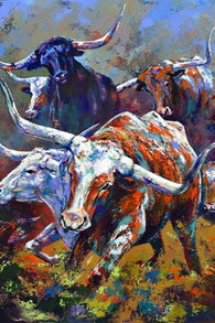 Artwork featuring Texas Longhorn Cattle by Robert Hurst