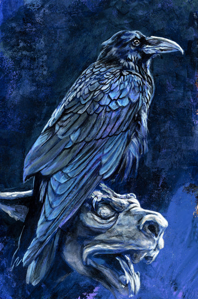 Raven and Gargoyle limited edition canvas giclee print