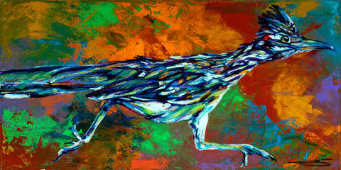 Roadrunner in Orange AKA The Speedster fine art canvas giclee print by Robert Hurst