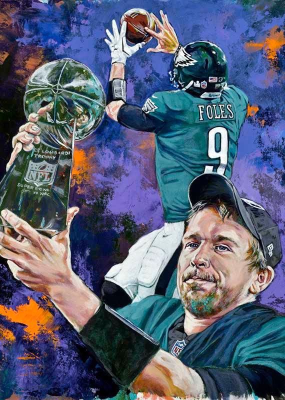 Nick Foles fine art print featuring the Eagles Super Bowl LII MVP –