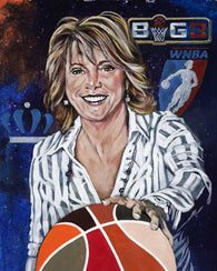 Nancy Lieberman original painting featuring Lieberman by Robert Hurst signed by Lieberman