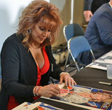Nancy Lieberman signing official Texas Sports Hall of Fame print by Robert Hurst