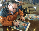 Greg Swindell signing official Texas Sports Hall of Fame print by Robert Hurst