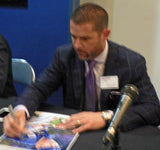 Michael Young signing fine art print by Robert Hurst