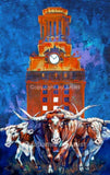 Charging to Victory fine art print celebrating the University of Texas (UT) Longhorns football team