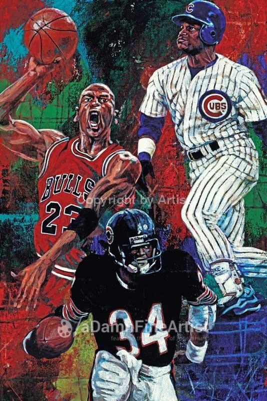 Chicago Trio fine art print featuring Chicago sports greats –