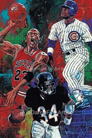 Chicago Trio fine art print featuring Chicago sports greats