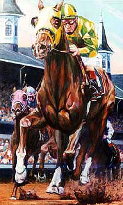 Churchill Downs horse racing print - aDamnFineArtist.com