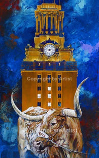 Code Orange: UT Tower with Bevo XIV fine art print