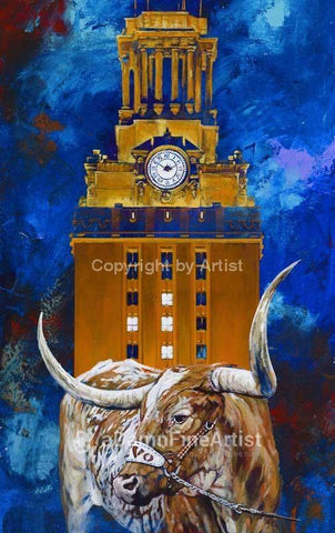 Code Orange: UT Tower with Bevo XIV fine art print