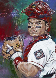 Ivan (Pudge) Rodriguez autographed limited edition fine art print signed by Rodriguez