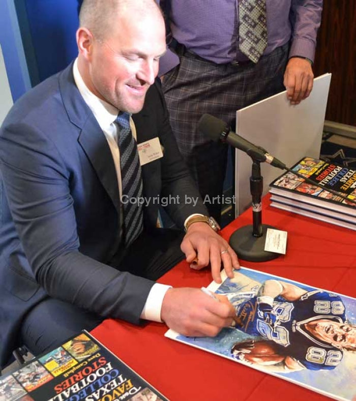 Jason Witten Autographed Dallas Cowboys 8x10 HM Photo Texas Flag