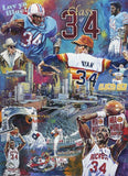Legacy The Class of 34 fine art print featuring Houston greats Earl Campbell, Hakeem Olajuwon, Nolan Ryan, Kevin Schwantz and more