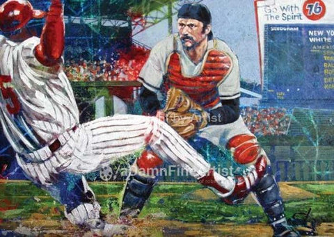 Out, a fine art print featuring Thurman Munson