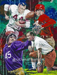 Texas Legends - College Football framed fine art print featuring Sammy Baugh, John David Crow, Darrell Royal and Doak Walker. Autographed
