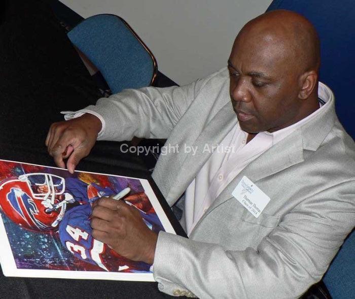 Thurman Thomas Signed GLAC Goal Line Art Card Football Bills Autograph HOF  JSA