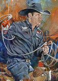 Trevor Brazile original painting featuring Trevor Brazile by Robert Hurst signed by Brazile