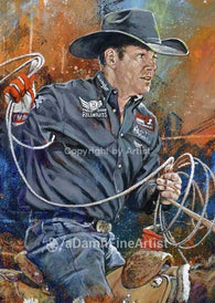 Trevor Brazile autographed limited edition fine art print signed by Brazile