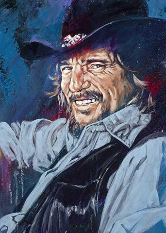 Waylon Jennings limited edition fine art print featuring Jennings