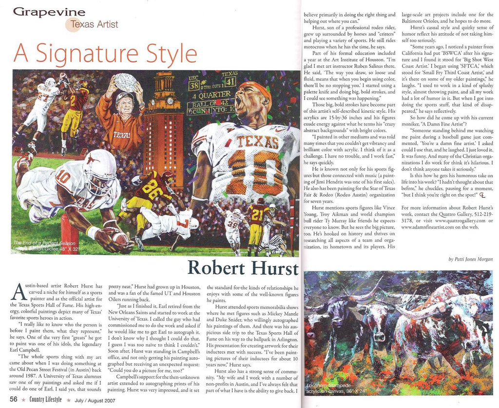 Article About Artist Robert Hurst Country Lifestyle Magazine July 2007