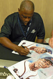 Ralph Garr signing his official College Baseball Hall of Fame print by Robert Hurst