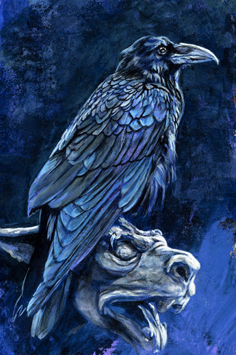 Raven and Gargoyle limited edition canvas giclee print
