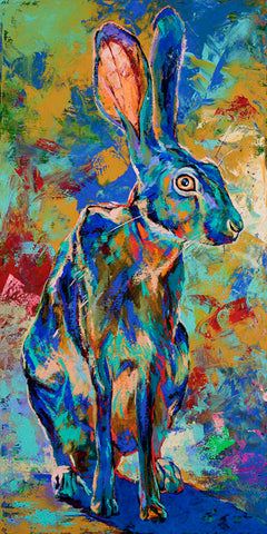 Big Ol' Bunny limited edition canvas giclee print featuring a jackrabbit by Robert Hurst