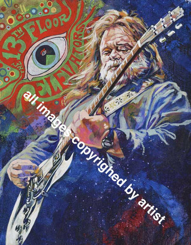 Roky Erickson The 13th Floor Elevators original painting featuring Erickson by Robert Hurst