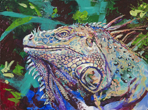 Iggy Pop AKA Iggy the Iquana limited edition canvas giclee print featuring an iguana