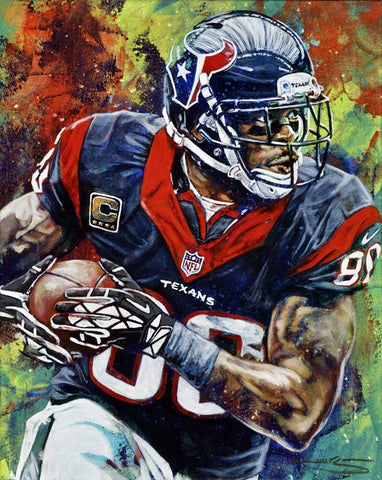 Andre Johnson original painting featuring Johnson by Robert Hurst signed by Johnson