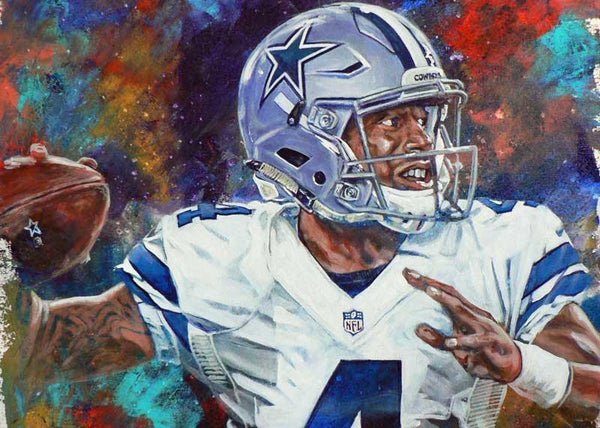 Dak Prescott Dallas Cowboys 27 x 39 Framed Art Jersey Print