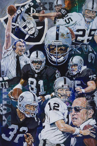 Oakland Raiders History limited edition canvas giclee print featuring the Raiders