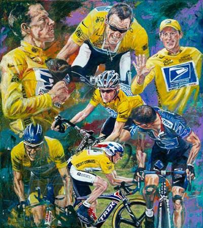 7 Wins limited edition canvas giclee print featuring Lance Armstrong