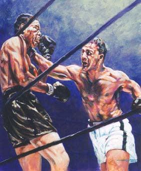 Marciano and Lewis boxing print