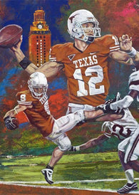 A Winning Combo limited edition canvas print on canvas featuring Colt McCoy and Jordan Shipley
