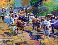 Longhorn Herd limited edition giclee featuring Texas Longhorns
