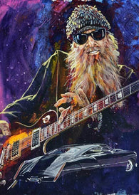 Billy F Gibbons Autographed Limited Edition Fine Art Print Signed By Music Art