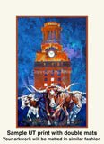 Charging to Victory fine art print celebrating the University of Texas (UT) Longhorns football team