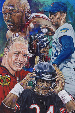 Chi-Town Champs Chicago Sports Greats limited edition canvas giclee