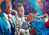 Colors of Greatness fine art print featuring Miles Davis and Charlie Parker