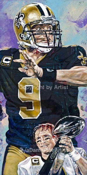 Drew Brees autographed limited edition fine art print signed by Brees
