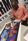 Hakeem Olajuwon signing artwork by artist Robert Hurst