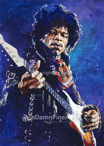 Jimi Hendrix In Blue Fine Art Print Music Art