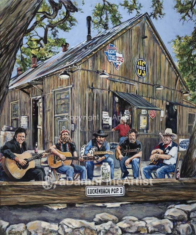 Luckenbach, TX Pickin' Party fine art print & LE canvas giclee option –  aDamnFineArtist.com