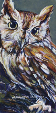 Owl fine art print, limited edition canvas giclee