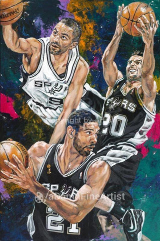 Spurs Big Three: Tim Duncan, Manu Ginobili and Tony Parker fine art print