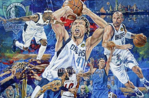Fine art print celebrating the Dallas Mavericks 2011 NBA Championship win